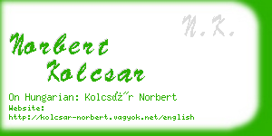 norbert kolcsar business card